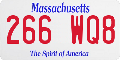MA license plate 266WQ8
