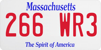 MA license plate 266WR3