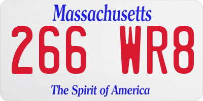 MA license plate 266WR8