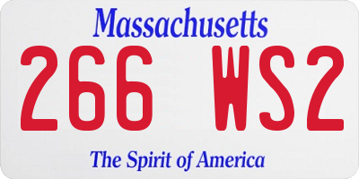 MA license plate 266WS2