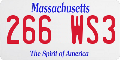 MA license plate 266WS3