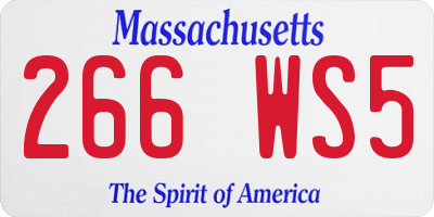 MA license plate 266WS5