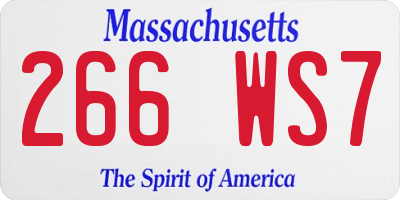 MA license plate 266WS7