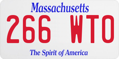MA license plate 266WT0