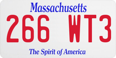 MA license plate 266WT3