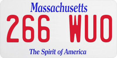 MA license plate 266WU0