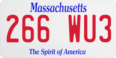 MA license plate 266WU3