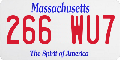 MA license plate 266WU7