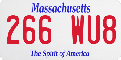 MA license plate 266WU8