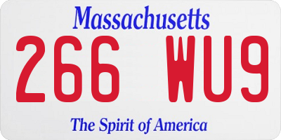 MA license plate 266WU9