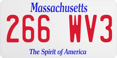 MA license plate 266WV3