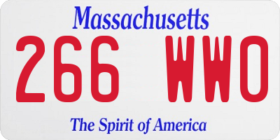 MA license plate 266WW0