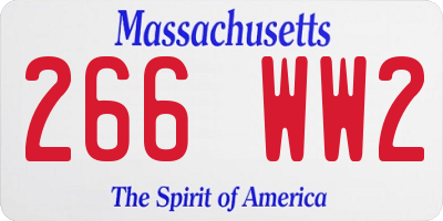 MA license plate 266WW2