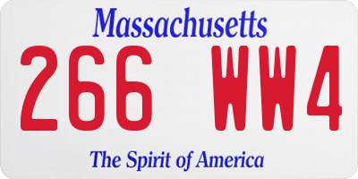 MA license plate 266WW4