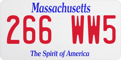 MA license plate 266WW5