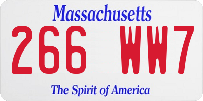 MA license plate 266WW7