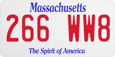 MA license plate 266WW8