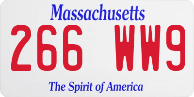 MA license plate 266WW9