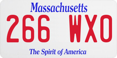 MA license plate 266WX0