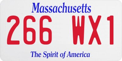 MA license plate 266WX1