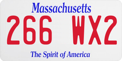 MA license plate 266WX2