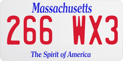 MA license plate 266WX3