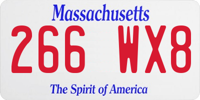 MA license plate 266WX8