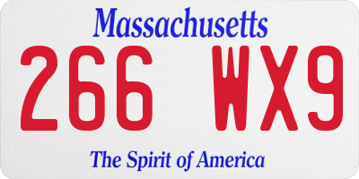 MA license plate 266WX9