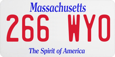 MA license plate 266WY0