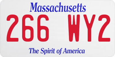 MA license plate 266WY2