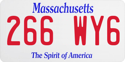MA license plate 266WY6