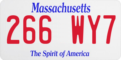 MA license plate 266WY7