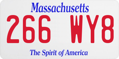 MA license plate 266WY8