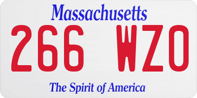 MA license plate 266WZ0