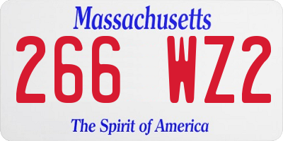 MA license plate 266WZ2