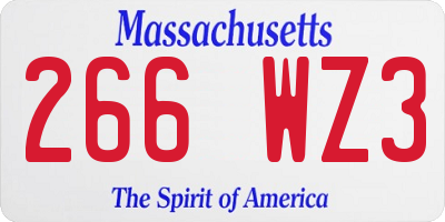 MA license plate 266WZ3