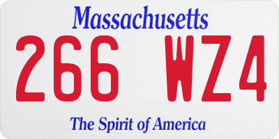 MA license plate 266WZ4