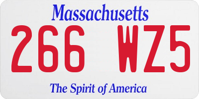 MA license plate 266WZ5