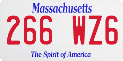 MA license plate 266WZ6
