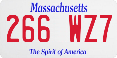 MA license plate 266WZ7