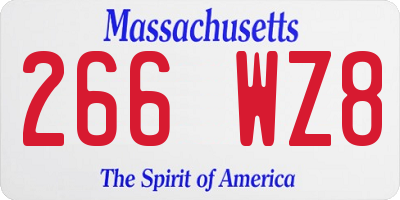 MA license plate 266WZ8
