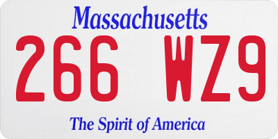 MA license plate 266WZ9