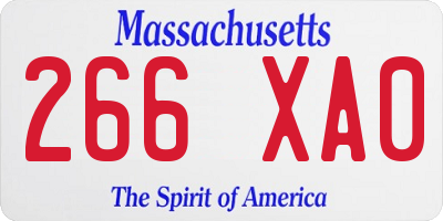 MA license plate 266XA0