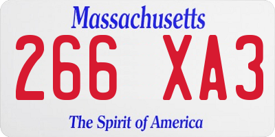 MA license plate 266XA3