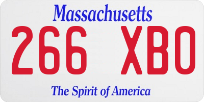 MA license plate 266XB0