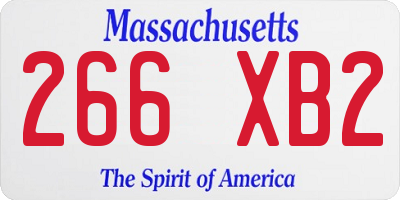 MA license plate 266XB2