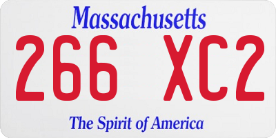 MA license plate 266XC2
