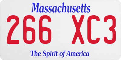 MA license plate 266XC3