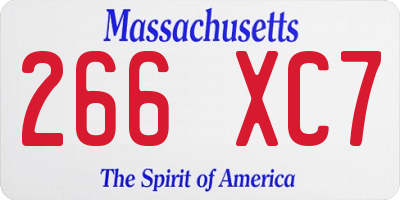 MA license plate 266XC7