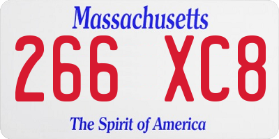 MA license plate 266XC8